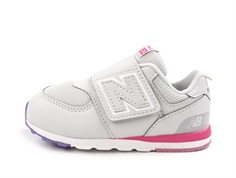 New Balance gray matter/signal pink 574 sneaker